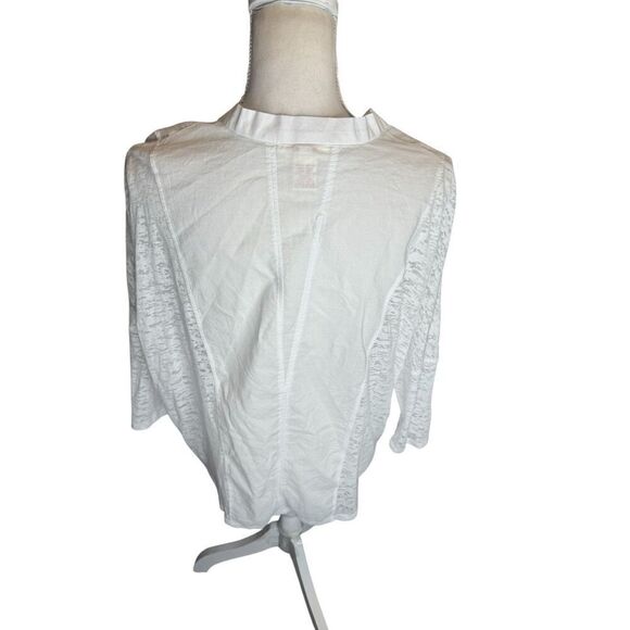 Sundance White Burnt V Neck Button Down Large Long Sleeve - Picture 3 of 4